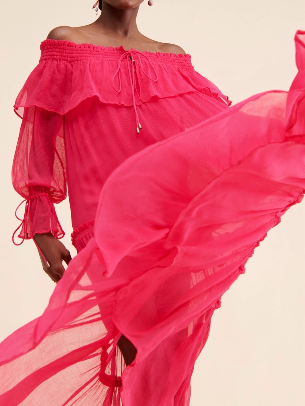 Free People Fuchsia Off-Shoulder Maxi Dress